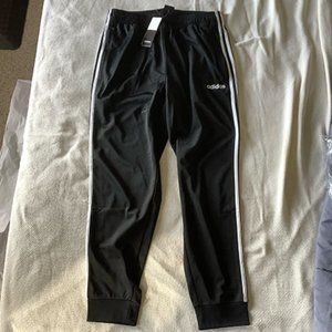 Adidas Track Pants, Men's 3 Stripe Tricot Jogger, Tapered Leg Black/White